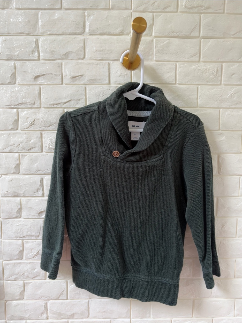 Old Navy Forest Green Shawl Collar Button Pullover Sweater